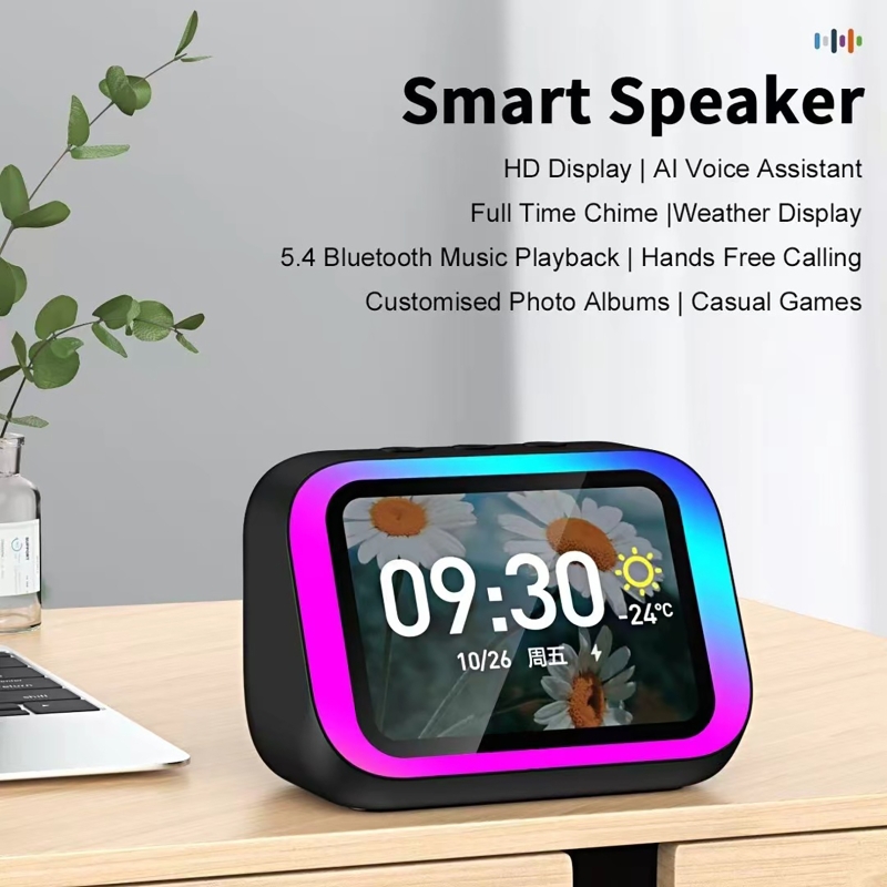 Digital Alarm Clock - AI Sesli Asistan Bluetooth Hoparlör RGB