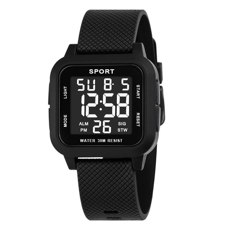 Digital Alarm Clock - Siyah Spor Saat erkek Dijital Saat