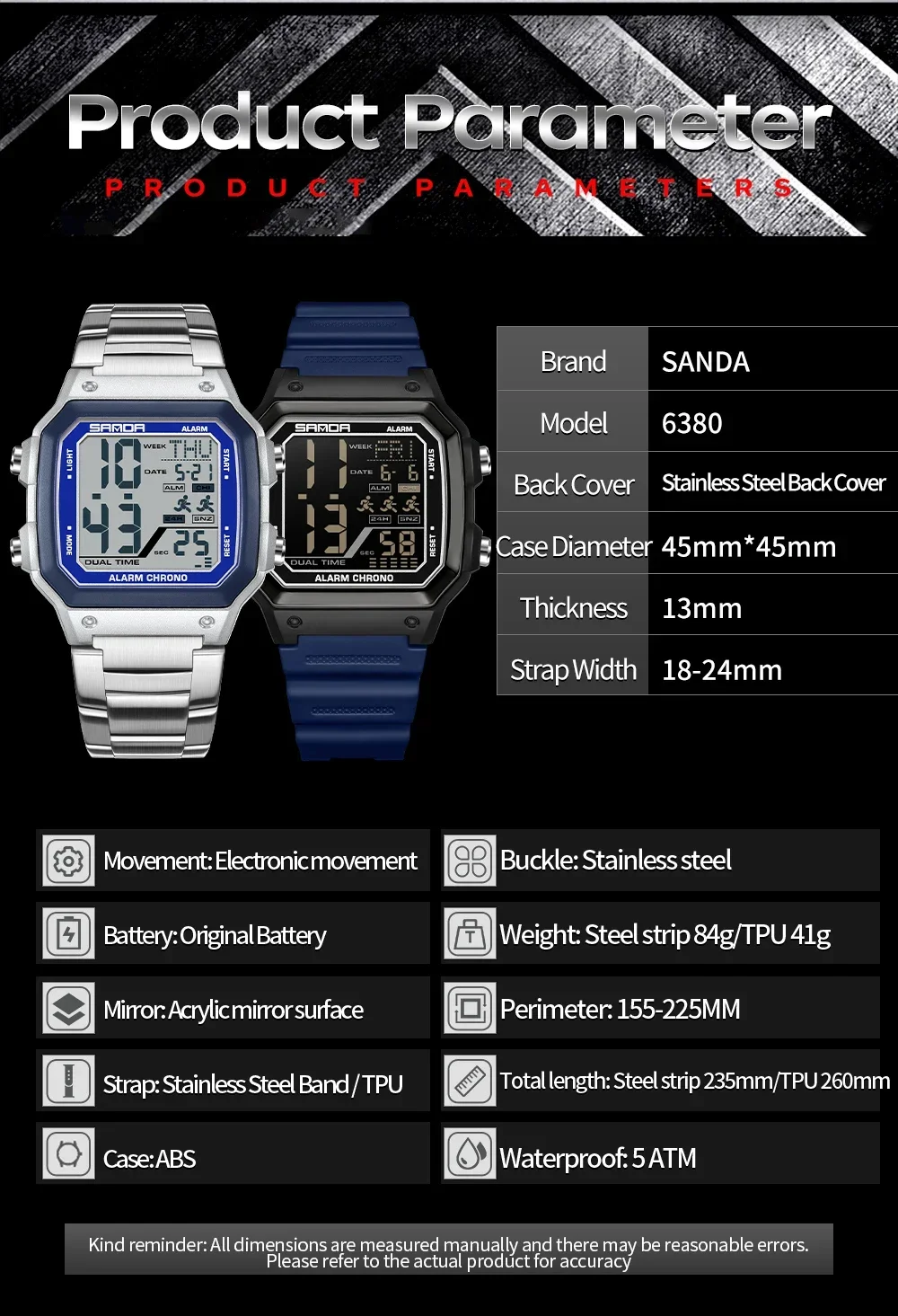 SANDA 6380 Moda Elektronik Saa - Electronics Gadgets For Men incelemesi ve fiyatı