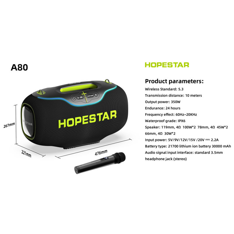 Yeni Orijinal HOPESTAR A80 350 - Bluetooth Speaker Waterproof incelemesi ve fiyatı